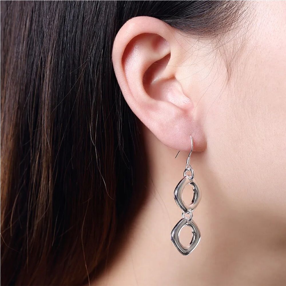 Geo Drop Dangle earrings in 925 Tibetan Silver